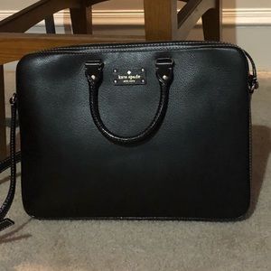 Kate spade black leather laptop bag